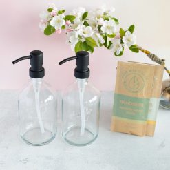 2x Seifenspender - Weissglas + Pulver